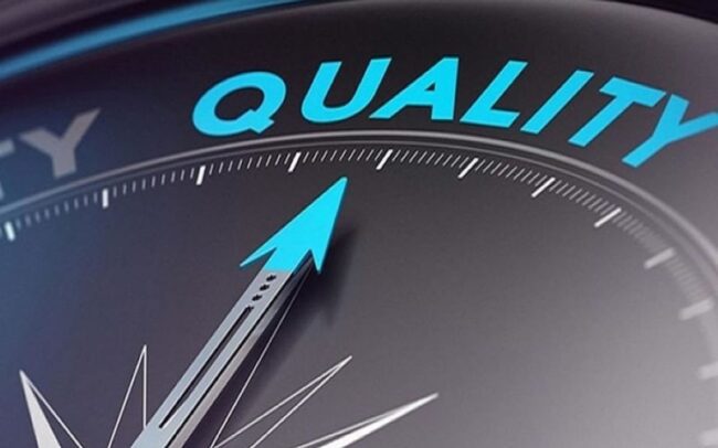 A compass, pointing to the word QUALITY